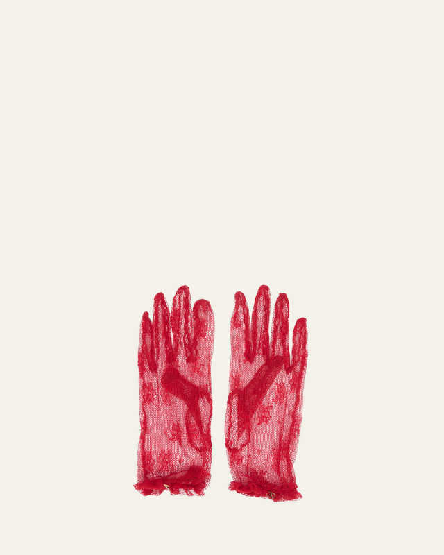Floral Lace Nylon Blend Gloves